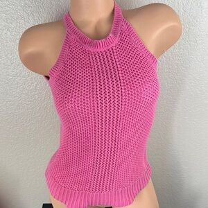 Lilly Pulitzer Mid Length High Neck Pink Sleeveless Sweater Blouse Top S